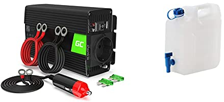 Green Cell 300W/600W 24V auf 230V Sine Wave Volt kfz Spannungswandler Wechselrichter Power Solar Inverter & hünersdorff Wasserkanister ECO mit festmontiertem Ablasshahn/Wasserauslauf, 12 L