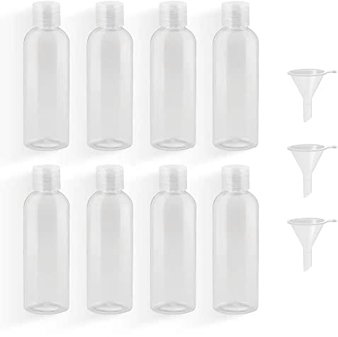 OVISEEN 8 Pièces Bouteilles de Voyage, 100 ml en Plastique avec 3 Petits Entonnoirs