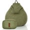Green Bean 2er Set Indoor XXL Sitzsack + Hocker mit EPS-Perlen Füllung - Fußhocker Fußkissen Sitz-Pouf Bodenkissen Liegekissen Sitzkissen Lounge Chair Sitzhocker Relax-Sessel Bean Bag Grün