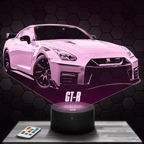 Nachttischlampe - Touch-Nachtlicht Auto Supercar GT-R R35 3D-LED-Lampe Illusion, Geschenkidee Weihnachten Geburtstag Junge und Mädchen Nachttischlampe Kinder- oder Erwachsenenzimmer TOP