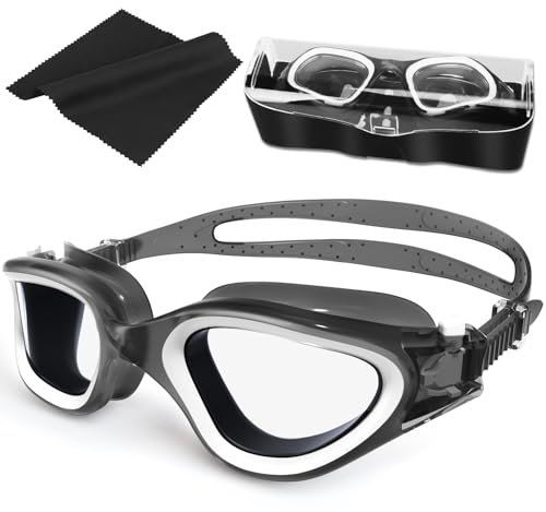 HotSrace Lunettes de natation à verres polarisés, Lunettes natation Lunettes Plongée Lunettes Piscine Anti buée Anti UV Vision Nette pour Homme Femme Unisex Adultes Adolescents