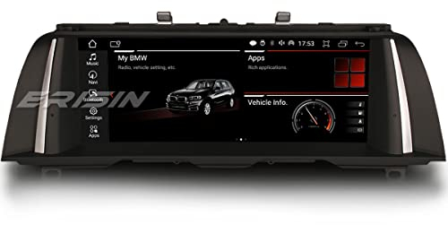 Erisin 10.25 8-Kern 4GB+64GB Android 14 Autoradio Bluetooth GPS Navi für BMW 5er F10/F11 (2010-2012) mit CIC Unterstützt IPS iDrive OEM DAB+ Kabelloses CarPlay Android Auto WiFi TPMS Canbus FM Radio