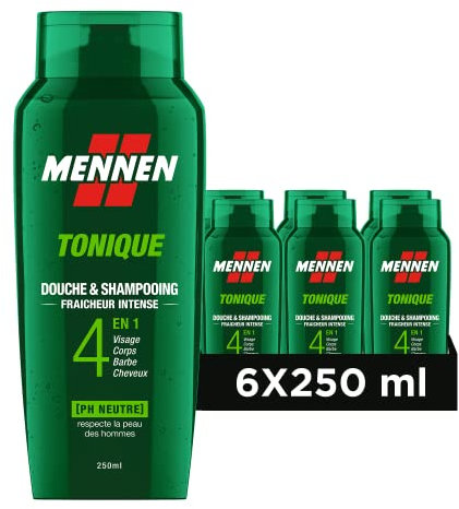 L'Oréal Paris Mennen Tonique Duschgel & Shampoo 4-in-1, sehr frisch und duftend, 6 x 250 ml