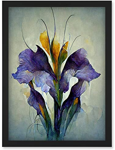 Doppelganger33 LTD Iris Bouquet Modern Watercolour Artwork Framed Wall Art Print A4
