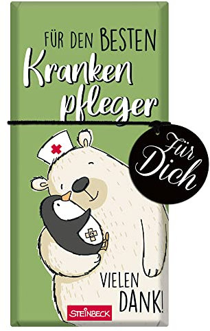 STEINBECK Bester Krankenpfleger Geschenk-Schokolade 100g Tafel Krankenhaus Pfleger Danke Pflege Abschieds Geschenk Dankeschön