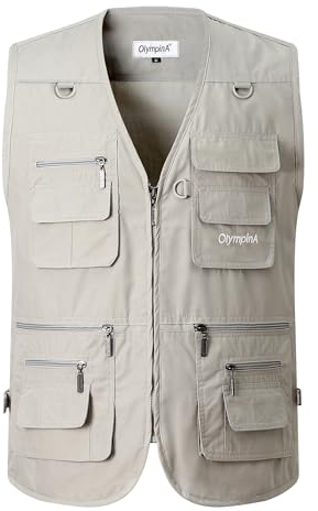 Luckyone Herren Sommer Outdoor Weste Hundeweste mit Vielen Taschen Multifunktionsweste Für Jagd Angeln Camping Ärmellos Jacke Fotografie Wandern Weste