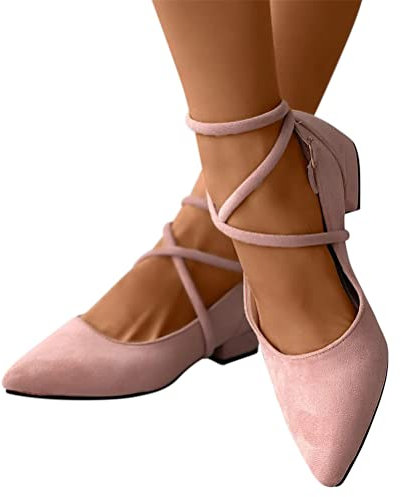 Ticticlily Ballerine da Donna Con Cinghia Eleganti Scarpe Basse B Rosa 37 EU