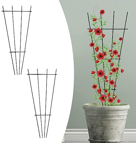 2 Stück Gartenpflanzenstütze, Metall-Pflanzen-Rankgitter, Topfpflanzen-Anbaustütze für Kletterpflanzen, Topfstütze, Blattspalier