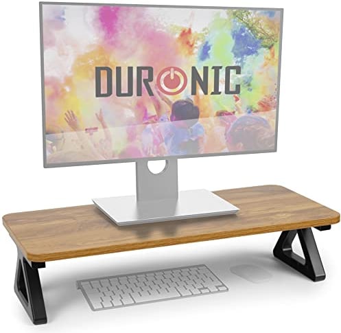 Duronic Monitor Stand Riser DM06-1 AW, Laptop/Screen Stand for Desktop, Support Shelf for a PC Computer Monitor, 10kg Capacity, 63cm x 30cm - Antique Walnut Wood Effect