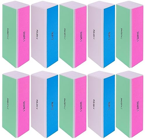 Blocco tampone per unghie a 4 vie (10 pezzi), per lucidare le unghie, per unghie naturali e acriliche, levigatura levigante, lima per unghie, grana 120/240/600/3000