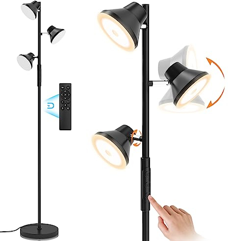 SIBRILLE Stehlampe Dimmbar 36W Stehlampe Wohnzimmer 2500LM Deckenfluter LED Dimmbar 2700K-6500K, Stehleuchte für Wohnzimmer Schlafzimmer Büro mit Fernbedienung
