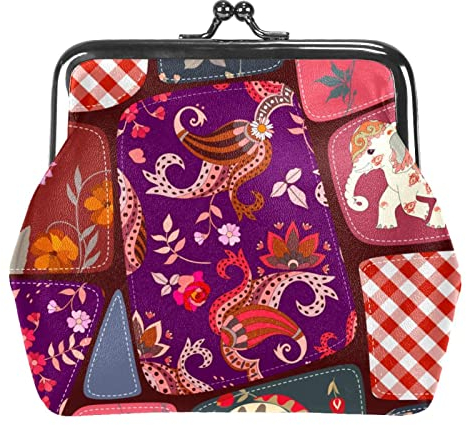 Ethnische Patchwork Elefant Floral Münzbörsen Mini Geldbörsen Vintage Beutel Taschen für Geschenk, Mehrfarbig 16, Einheitsgröße, Taschen-Organizer