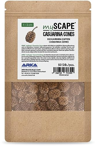 ARKA mySCAPE-Conos de Casuarina - 50 Piezas - Acondicionadores Naturales del Agua, Crean Condiciones Tropicales en acuarios de Agua Dulce, Ideal para gambas.