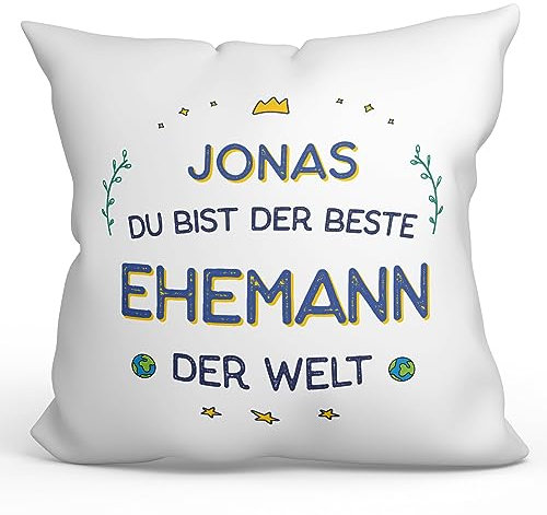Mugffins Personalisierte Kissen mit Füllung mit Spruch für Ehemann/Mann - Auf Deutsch - Beste der Welt - 40 x 40 cm - Individuell Anpassbar Geschenk