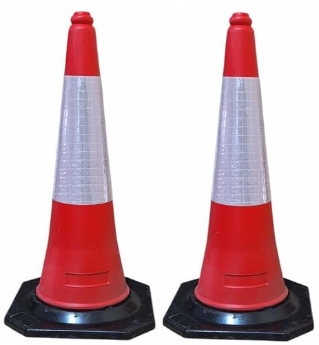 FERRETELIX® 2 Unidades Cono Señalizacion Base Goma 75 cm. Reflectante base de goma 38 cm x 38 cm peso 2,5 kg aproximadamente F