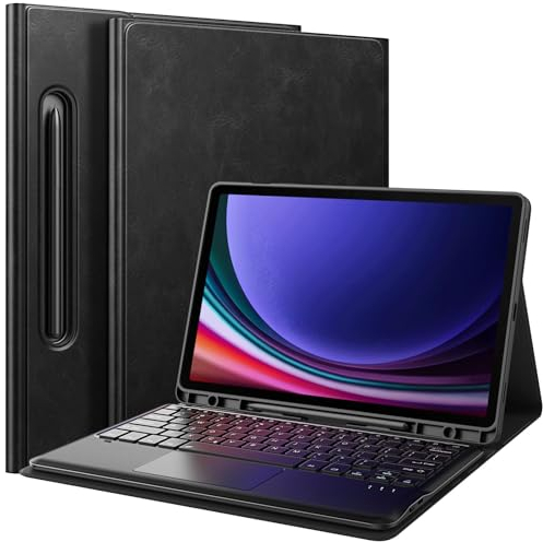 MoKo Keyboard Case for Galaxy Tab S10 Plus 2024/Galaxy Tab S9 Plus 12.4 Inch, Samsung Galaxy Tab S10+/S9+ Keyboard Case with S Pen Holder/Touchpad, Detachable Bluetooth Keyboard, Black