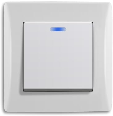 BSEED Lichtschalter mit Steckklemme 1 Fach 2 Wege, PC Rahmen Wechselschalter Unterputz mit LED Kontrollleuchte, Taster Schalter Unterputz, Wandschalter Light Switch für Wohnzimmer, Büro -Weiß