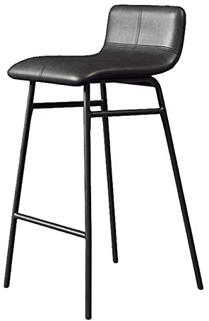 Möbel Pub Hocker Eisen Kunst Barstuhl Küche Frühstück Barhocker Esszimmerstuhl Thekenstuhl Pub Höhe Stuhl - Sitz aus PU-Leder + Beine aus schwarzem Metall/Schwarz/Sitzhöhe: 65 cm Star of Light