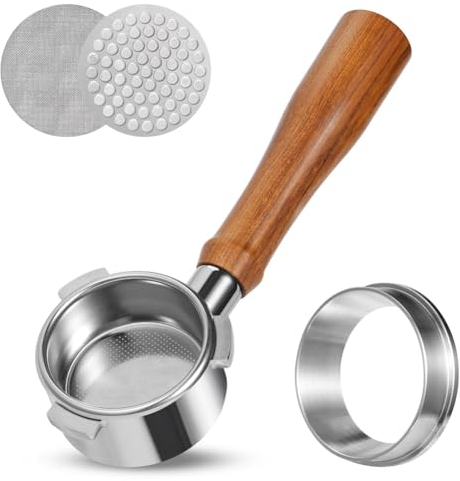 Portafiltro per espresso professionale da 54 mm, con cestello filtrante, confezione da 2 colino e imbuto dosatore espresso