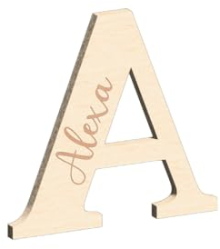 Alsino Buchstabe aus Holz - 4mm Dicke Birke Holzbuchstaben Wunschtext/Schriftzug mit Gravur - Buchstaben Türbeschriftung Kinderzimmer Wohnzimmer, Material wählen:Birke Multiplex