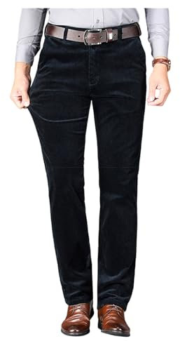 Herren-Cordhose, Lässig, Einfarbig, Lockere Passform, Freizeithose, Jogginghose mit Reißverschluss