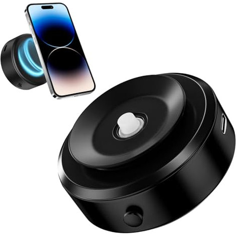 NWDEY Electric Vacuum Magnetic Suction Car Phone Mount, Strong Suction for Car Kitchen Mirro Gym Bath Shower & All Smooth Surface, Portable&Easy to use, Compatible with iPhone & Android (Black)