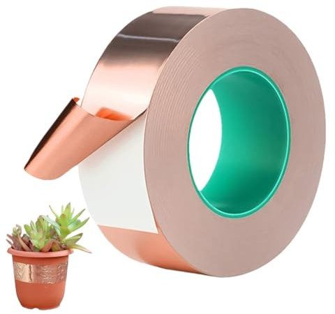 Generisch Ruban de cuivre pour soudure, ruban de blindage en cuivre, bracelet de protection contre les escargots, bouchon en cuivre conducteur, ruban en feuille de cuivre pour plantes en pot, soudure,