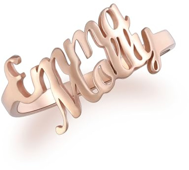 OTXIXTO Anelli con Nome Personalizzati in Argento Sterling 925 per Donna Anello in Oro Rosa/Argento/Oro con Nome Anello con Nome Personalizzato per Donne Fidanzata Moglie Natale Festa della Mamma
