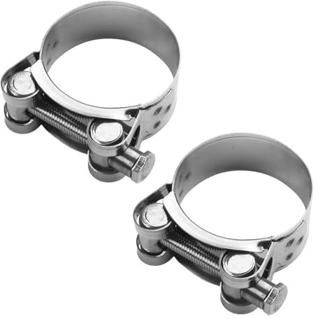 ALI2 2 Pièces Colliers De Serrage à Boulon,Moto Collier De Tuyau d'Échappement,Collier De Serrage Inox,Collier De Serrage Tuyau,Colliers De Manchon Echappement,Collier d'échappement (32-35mm)