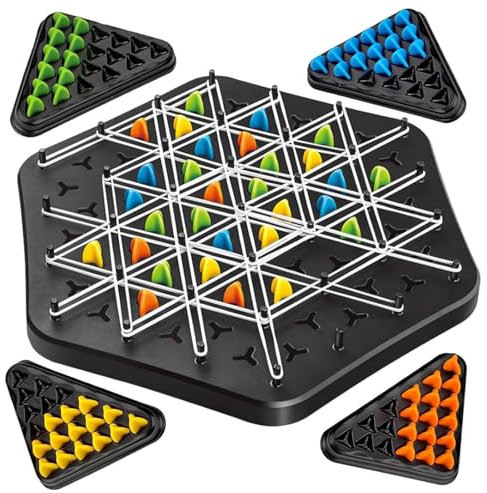 Triggle Spiel Gummibänder, Triggle Game, Kettendreieck Schachspiel, Gummiband Dreieck Brettspiel 2-4 Personen, Interaktives Steckspiel für Familienfeiern mit Kindern und Erwachsenen