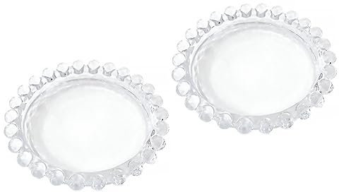 ABOOFAN Lot De 2 Assiettes Élégantes En Verre Perlé Pour Salade Dessert Gâteau Collation Vaisselle De Fête En Matériau