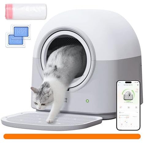 ABRCT Selbstreinigende Katzentoilette PRO, Katzenklo Selbstreinigend XXL, Wägbar, Hygienisch, Geruchsneutral, APP-Steuerung, Große Fassungsvermögen für Mehrere Katzen, mit Katzenstreu Matte
