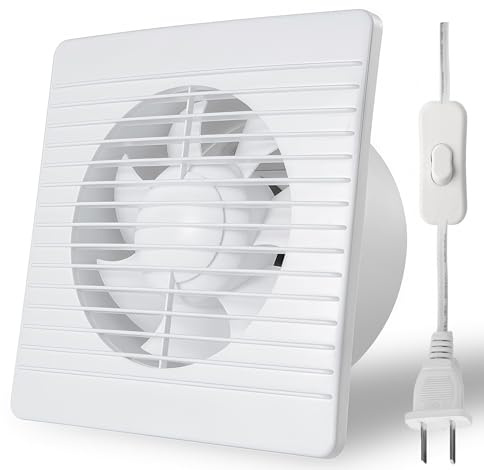 Aydomer 6 Inch Exhaust Fan, 26W Wall Mount Small Ventilation Fan With Switch, 139CFM Ventilation Extractor Fan With Anti-backflow Check Valve Ultra Thin For Bathroom Kitchen Garage(White)