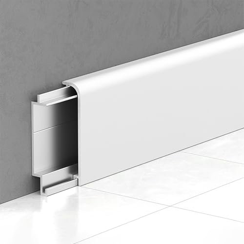 Raouoae Elegante Aluminium-Fußleisten Verdicktes Material Zierleiste 125 Cm * 4 Stück Sicherheitslösungen Mit Stil Für Badezimmer/Garage/Restaurant/Pool/Heimbüro(Option 3,Höhe: 4 cm)