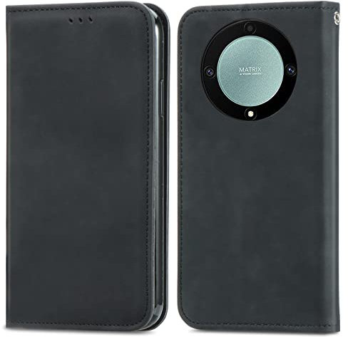 Cracedily Funda para Honor Magic5 Lite Case, Carcasa Protectora Antigolpes Case, Soporte Plegable, Ranura para Tarjeta, Cover Cuero PU Carcasa Honor Magic 5 Lite, Negro