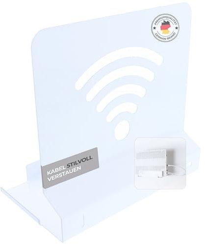 foto-kontor Supporto da parete compatibile con AVM Fritz!Box 6690/6591 Modem stabile supporto router in metallo con gestione dei cavi, protezione contro il surriscaldamento, bianco