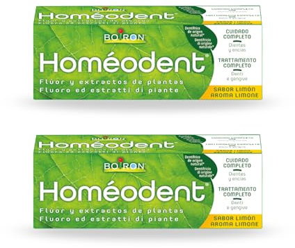 Homéodent - Dentifricio Trattamento Completo Denti e Gengive, Aroma Limone, con Estratti Vegetali, Riduce la Placca e Ingredienti di Origine Naturale - 2 Tubi da 75 ml (2x 75 ml)