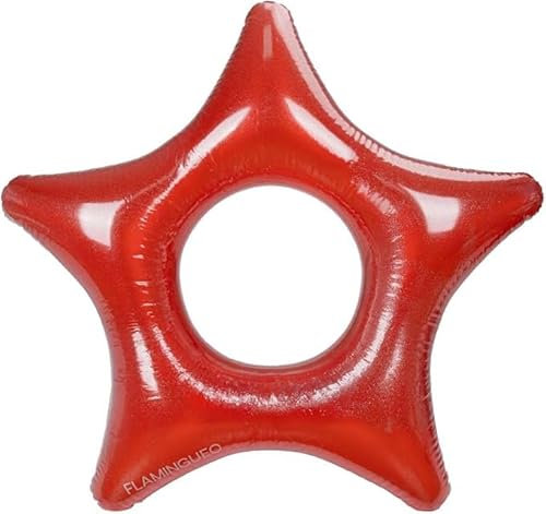 Flamingueo Aufblasbare für Kinder, Star-Donut-Schwimmer, PVC-Glitter, Material Beständig, Doppelventil, 110 x 105 x 20 cm