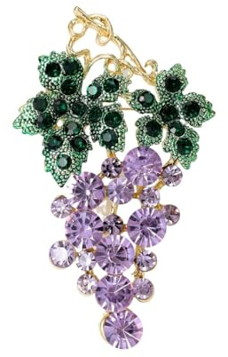 Broches raisin à feuilles vertes pour femmes, Broche de revers en forme de raisin violet mignonne bohémienne pour femmes chapeau sac costume robe accessoires bijoux