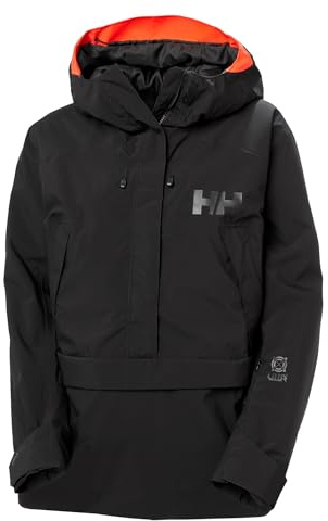 Helly-Hansen Powchaser Anorak Women's Snowsuit for Skiing - Waterproof, Breathable, Insulated Ski Suit for Winter Sports, 990 Black - Large