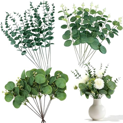 TILONKJ 30 pcs Ramas de Plantas Eucalipto Artificiales, Plantas Artificiales, Hojas de Flores Artificiale, Plantas Hiedra Plástico Decorativas per decorazioni domestiche, ufficio, matrimoni