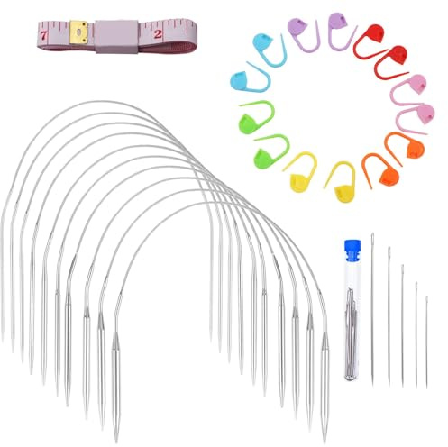 Set di 33 ferri da maglia circolari da 40 cm, set di ferri da maglia da 3,5 e 3 mm, ideali per maglioni, sciarpe e cappelli, ferri circolari di alta qualità 3 5 40 cm
