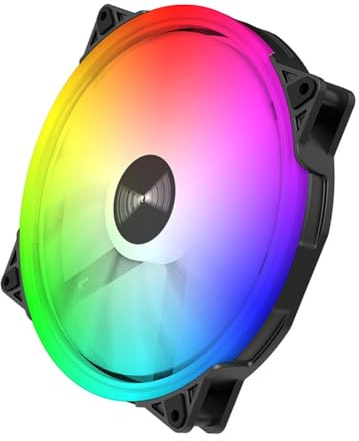 Lobamop Ventilateur de Boîtier D'Ordinateur FD200 200 mm à Haut Volume d'air, 3 Broches, ARGB, 20 Cm, Accessoire de Refroidissement Silencieux pour PC de Bureau.