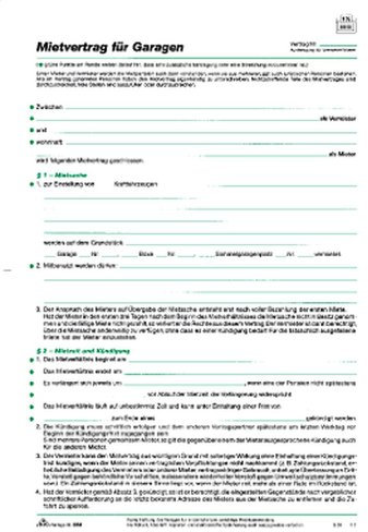 50 x RNK-Verlag Garagen-Mietvertrag A4 4 Blatt