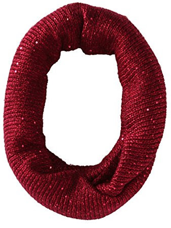 Calvin Klein Damen Pailletten-Jersey Strickschal Infinity Schal, Johannisbeere, Einheitsgröße