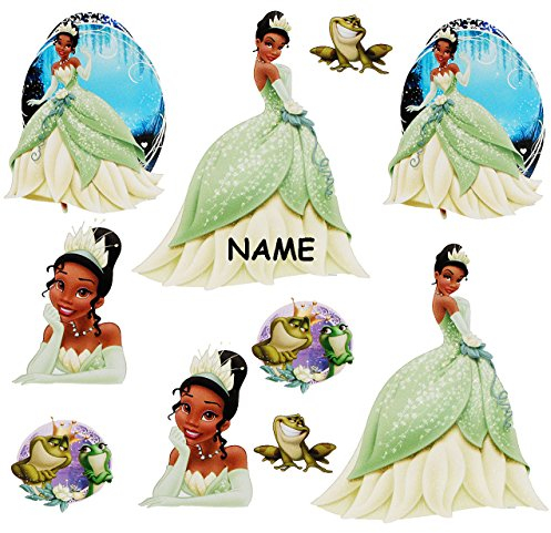 alles-meine.de GmbH 10 TLG. Set Fensterbilder - Küss den Frosch/Prinzessin Tiana - incl. Name - Sticker Fenstersticker Aufkleber - selbstklebend + wiederverwendbar - Fens..