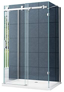 U Duschkabine Dusche Schiebetür Nischentür Vannes 120 x 90 x 200cm / 8 mm/Inkl. Duschtasse + Siphon