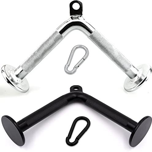 C.P. SPORTS Trizepsgriff V Form Vollstahl chrom mit Karabinerhaken 8mm - Profi Trizeps Griff V-Form Stahl massiv für Kraftstation, Kabelzugturm, Bodybuilding, Fitness, Studio