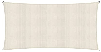 Lumaland Sunsail Rectangular 2 x 4 Metros | Protección Solar Resistente a la Intemperie Incl. Cuerdas de sujeción | Terraza, jardín y balcón, Tejido de Vela HDPE, protección UV [Crema]