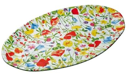 Rose & Tulipani - Vassoio Ovale - Arredo Casa, Cucina - Linea Flores - Idea Regalo - Melamina - 52x30xh2,5 cm